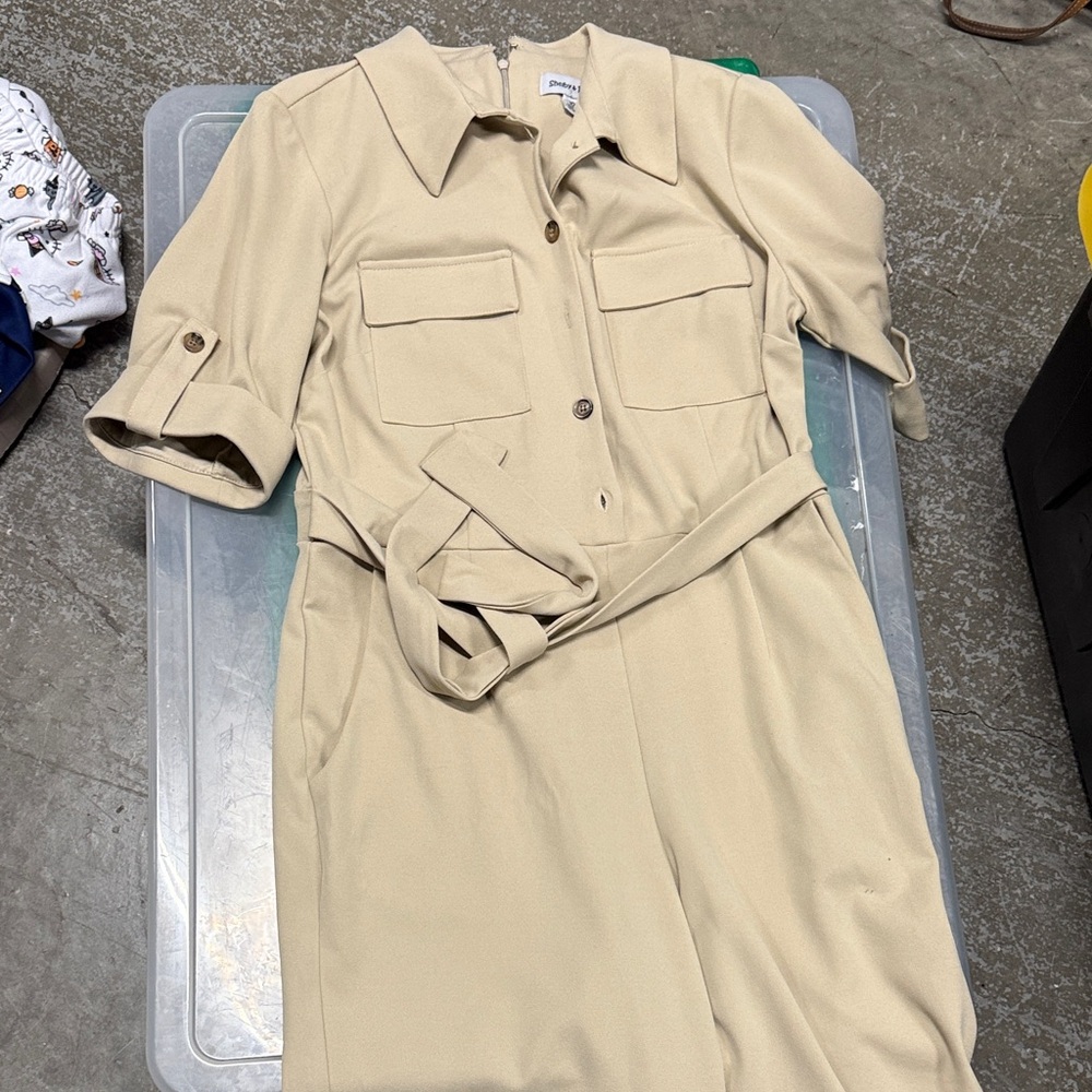 Shelby & Palmer Tan Belted Shirt Dress